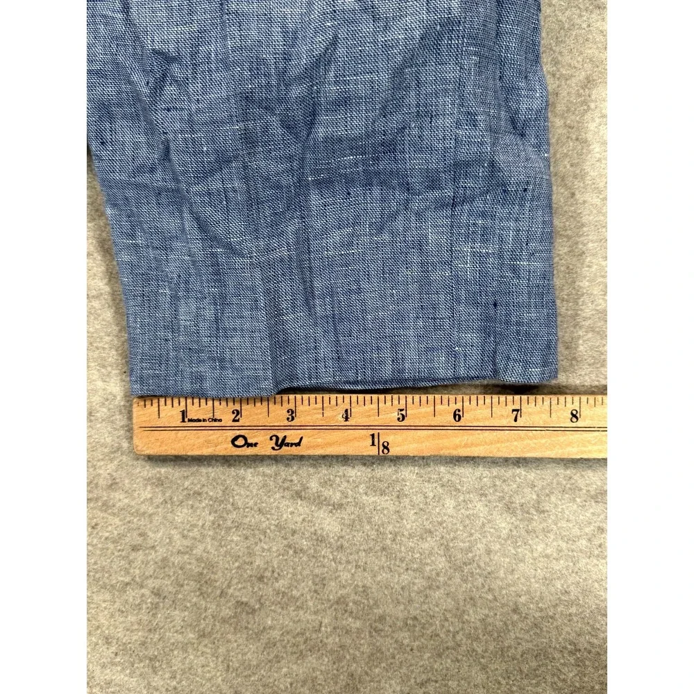 Murano Baird McNutt Slim Alex Fit Dress Pants Mens 34x30 Blue Flat Front Linen